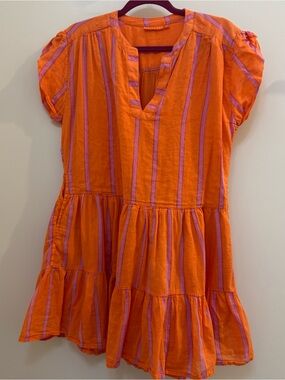 Oliphant Orange Dress with Pink Stripes